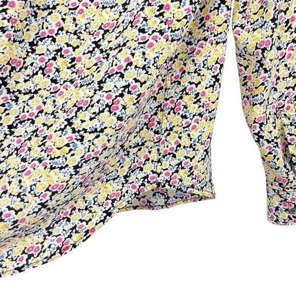 Equipment Femme Micro Floral Print Collarless Blouse Pink Multi in a Size Small - Picture 3 of 6
